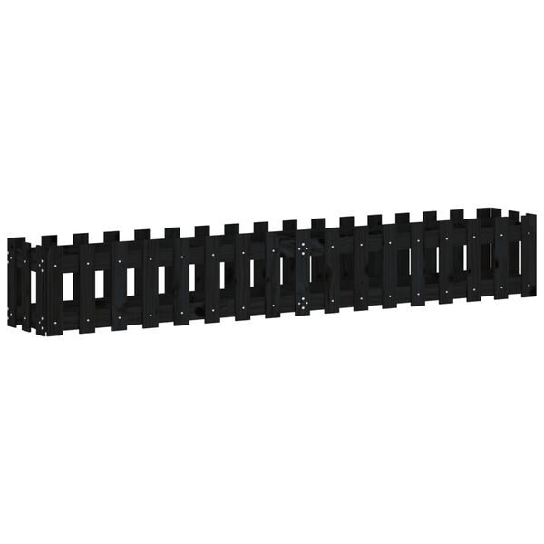 vidaXL Fioriera Giardino a Recinzione Nera 200x30x30cm Massello Pino