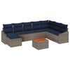 vidaXL Set Divano da Giardino 9 pcs Grigio e Blu Navy polyrattan