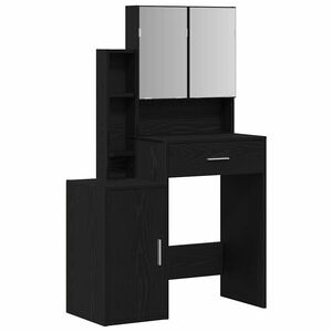 vidaXL Tavolo da Trucco Rovere Nero 80 x 35 x 132 cm Legno multistrato