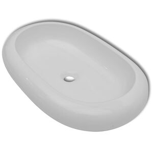 vidaXL Lavello Bianco in Ceramica di Lusso Ovale 63 x 42 cm