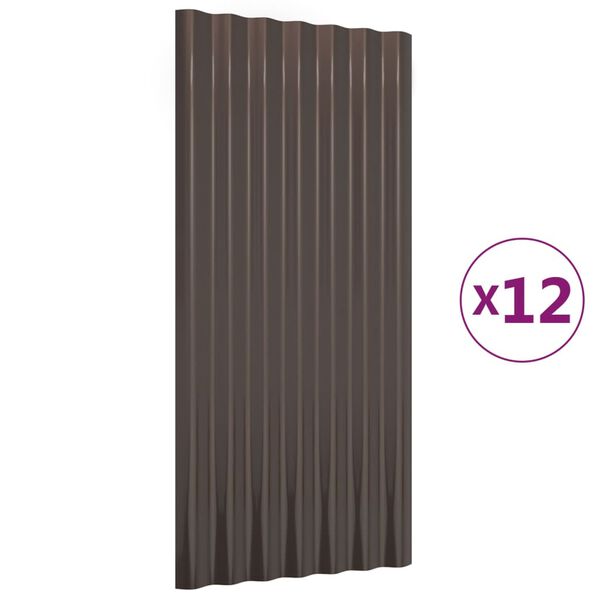 vidaXL Pannelli Tetto 12pz Acciaio Zincato Marrone 80x36 cm