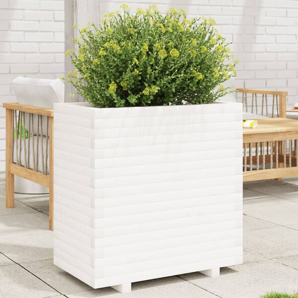 vidaXL Fioriera da Giardino Bianca 70x40x72,5cm Legno Massello di Pino