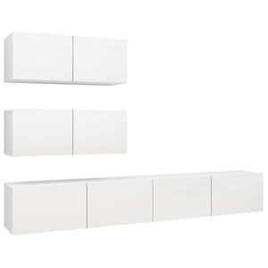 vidaXL Set Mobili Porta TV 4 pz Bianco in Legno Multistrato