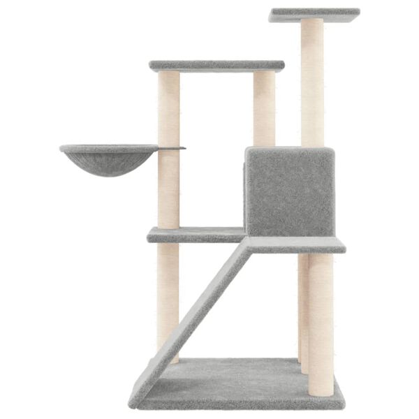 vidaXL Albero per Gatti con Tiragraffi in Sisal Grigio Chiaro 94 cm