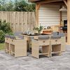 vidaXL Set Pranzo da Giardino 9 pz con Cuscini Beige Misto Polyrattan