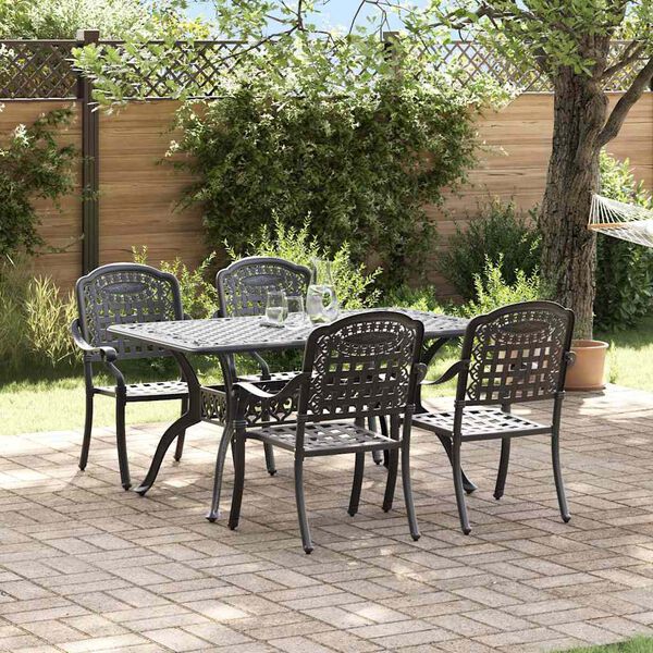 vidaXL Set da Pranzo per Giardino 5 pcs Nero Alluminio