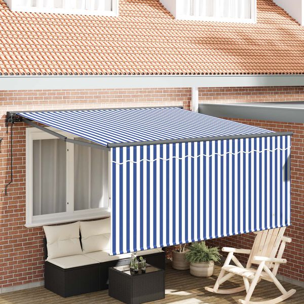 vidaXL Tenda Retrattile Blu e Bianco 300 x 250 cm