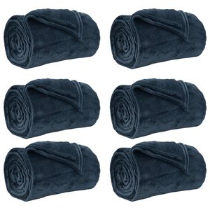 vidaXL Coperte da Pile 6 pz Blu navy 220 x 240 cm 8.24 kg Panno