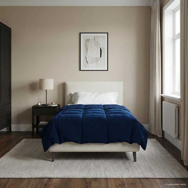 vidaXL Piumone Completo Annuale Blu Scuro 135 x 220 cm Microfibra