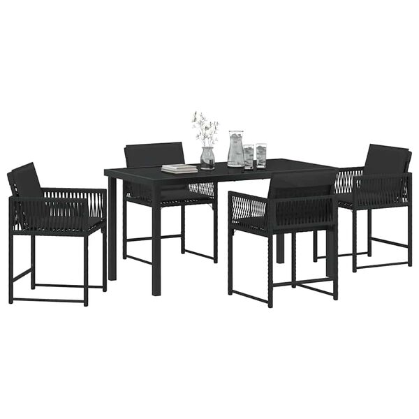 vidaXL Set da Pranzo per Giardino 5 pcs Nero polyrattan
