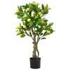 vidaXL Albero di Limoni Artificiale 234 Foglie 90 cm Verde