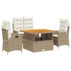 vidaXL Set da Pranzo da Giardino 4 pz con Cuscini Beige in Polyrattan
