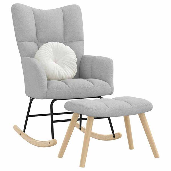vidaXL Poltrona a Dondolo con Poggiapiedi Grigio Nuvola in Tessuto