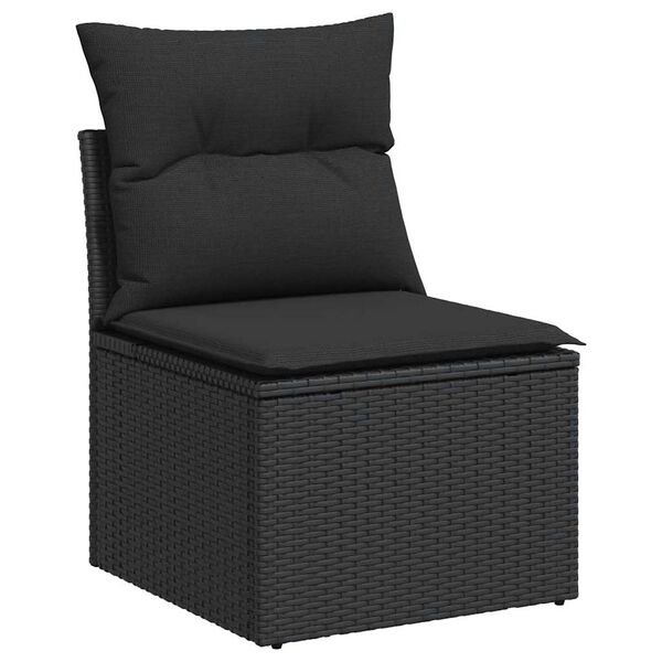 vidaXL Set Divano da Giardino 6 pz con Cuscini Nero Polyrattan Acacia