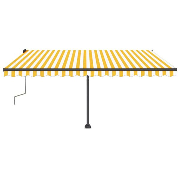 vidaXL Tenda da Sole Retrattile Manuale LED 400x350 cm Giallo Bianco