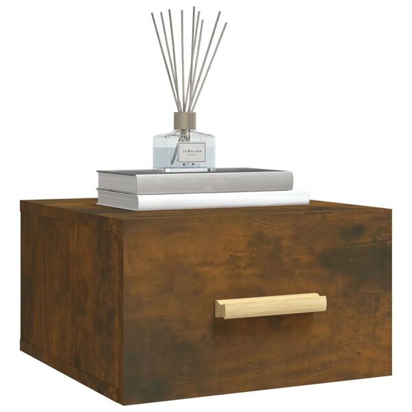 vidaXL Comodini a Muro 2 pz Rovere Fumo 35x35x20 cm