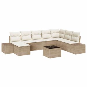 vidaXL Set Divano da Giardino con cuscino 9 pcs Beige polyrattan
