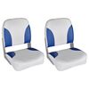 vidaXL Sedili per Barca 2 pz Pieghevoli Cuscino Blu-Bianco 41x36x48 cm