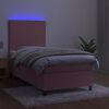 vidaXL Letto a Molle con Materasso e LED Rosa 100x200 cm in Velluto