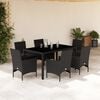 vidaXL Set Pranzo da Giardino 7 pz Nero con Cuscini Polyrattan Acacia