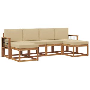 vidaXL Set di divani da esterno 6 pz Naturale e Beige