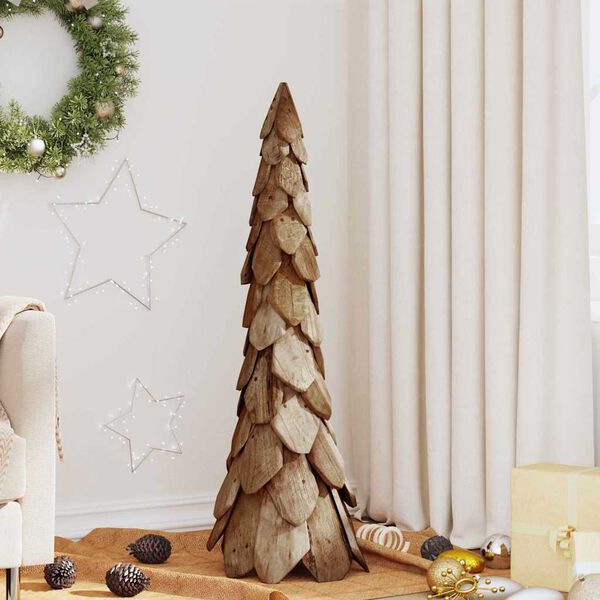 vidaXL Albero di Natale Marrone 110 cm Legno massello di teak