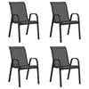 vidaXL Sedie da Giardino Impilabili 4 pz in Tessuto Textilene Nero