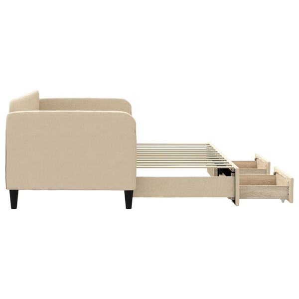 vidaXL Divano Letto Estraibile con Cassetti Crema 80x200 cm in Tessuto