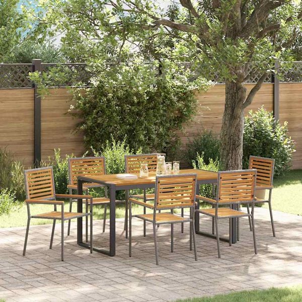 vidaXL Set da Pranzo per Giardino 7 pcs Grigio e Marrone polyrattan