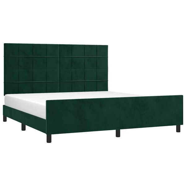 vidaXL Giroletto senza Materasso Verde Scuro 160x200 cm in Velluto