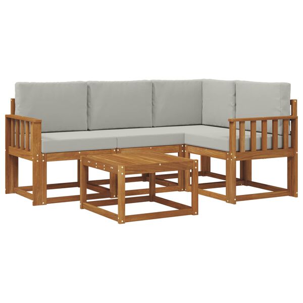 vidaXL Set di divani da esterno 5 pcs Grigio Naturale e Chiaro
