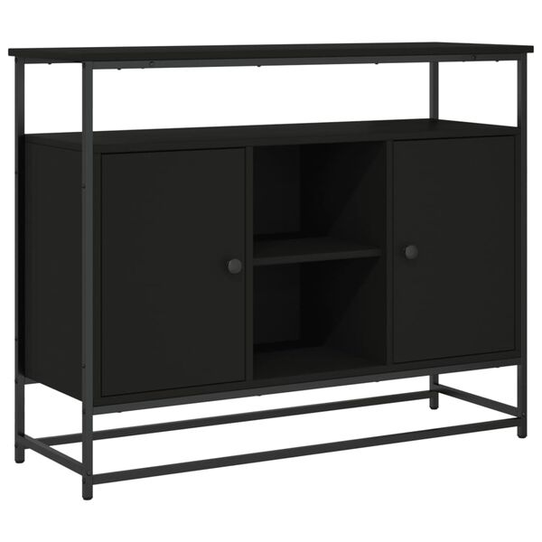 vidaXL Credenza Nera 100x35x80 cm in Legno Multistrato