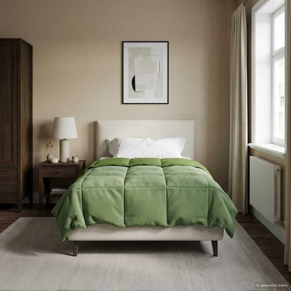 vidaXL Duvet Invernale Trapuntato Verde 155 x 220 cm Microfibra