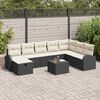 vidaXL Set di divani con cuscino Nero e crema polyrattan