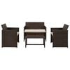 vidaXL Set Divani da Giardino 4 pz con Cuscini in Polyrattan Marrone