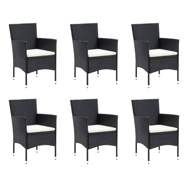 vidaXL Set da Pranzo per Giardino 7 pz con Cuscini Polyrattan Nero