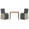 vidaXL Set da Pranzo da Giardino 3 pz con Cuscini in Polyrattan Grigio