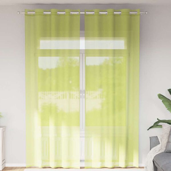 vidaXL Tende in Voile con Occhielli 2 pz Verde Mela 140x260 cm
