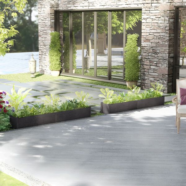 vidaXL Fioriere da Giardino 2 pz Grigie 200x31x31 cm Massello di Pino