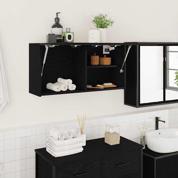 vidaXL Mobile da Bagno a Parete Nero 80x25x40 cm in Truciolato