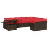 vidaXL Set Divani da Giardino 10 pz con Cuscini Marrone in Polyrattan