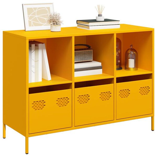 vidaXL Credenza Giallo Senape 101,5x39x73,5 cm Acciaio Laminato Freddo