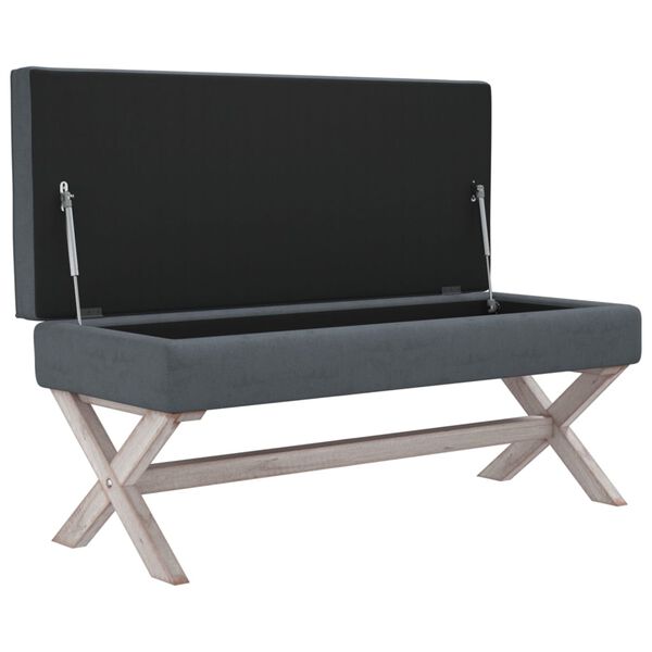 vidaXL Sgabello Portaoggetti Grigio Scuro 110x45x49 cm in Velluto