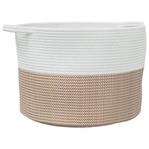 vidaXL Cesto per Biancheria Marrone e Bianco &Oslash;55x36 cm in Cotone
