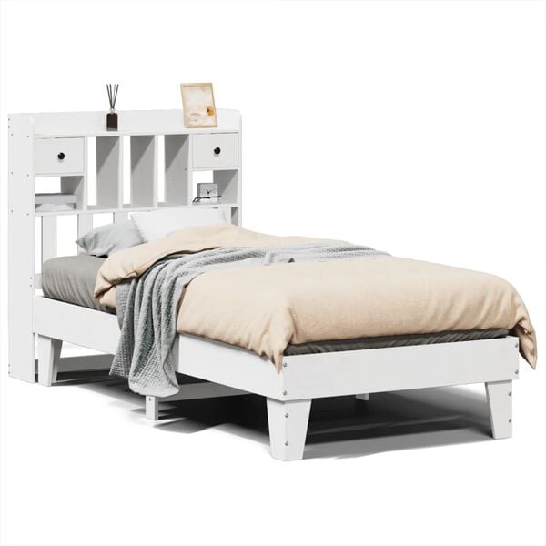 vidaXL Letto senza Materasso Bianco 75x190 in Legno Massello di Pino