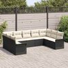 vidaXL Set Divano da Giardino con cuscino 9 pcs Nero polyrattan