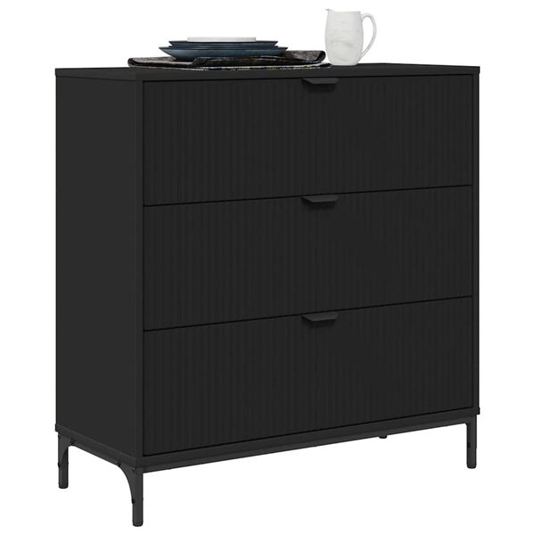 vidaXL Credenza con cassetto Nero 79,5 x 33 x 82 cm Legno multistrato
