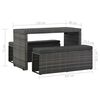 vidaXL Set da Pranzo per Esterni 3 pz con Cuscini in Polyrattan Grigio