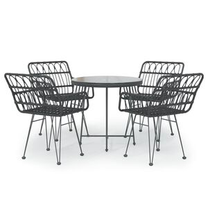 vidaXL Set da Pranzo da Giardino 5 pz Nero in Polyrattan