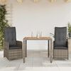 vidaXL Set Bistrò da Giardino 7 pz con Cuscini in Polyrattan Grigio